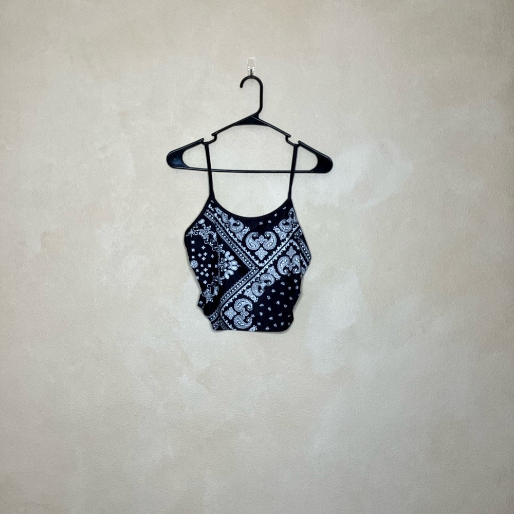 Black and White Bandana Print Crop Top